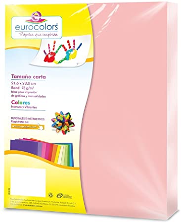 Eurocolors Paquete de Hoja Color Rosa Pastel