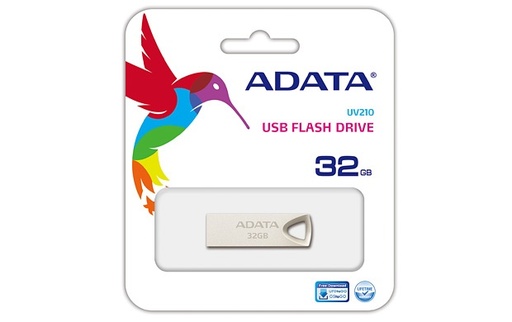 Adata Memoria USB UV210, 32GB, USB 2.0, Dorado Metálico